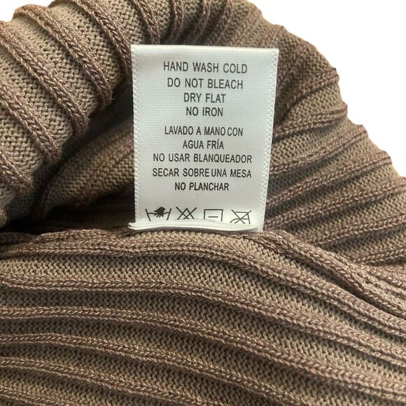 LOVE TREE Long Sleeve Ribbed Knit Mini Dress Size M Taupe V-Neck Stretch - Picture 7 of 7